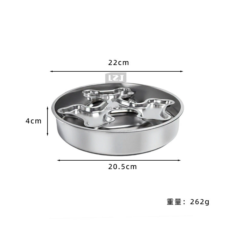 Rotating Stainless Steel Pet Bowl Designed To Prevent Choking