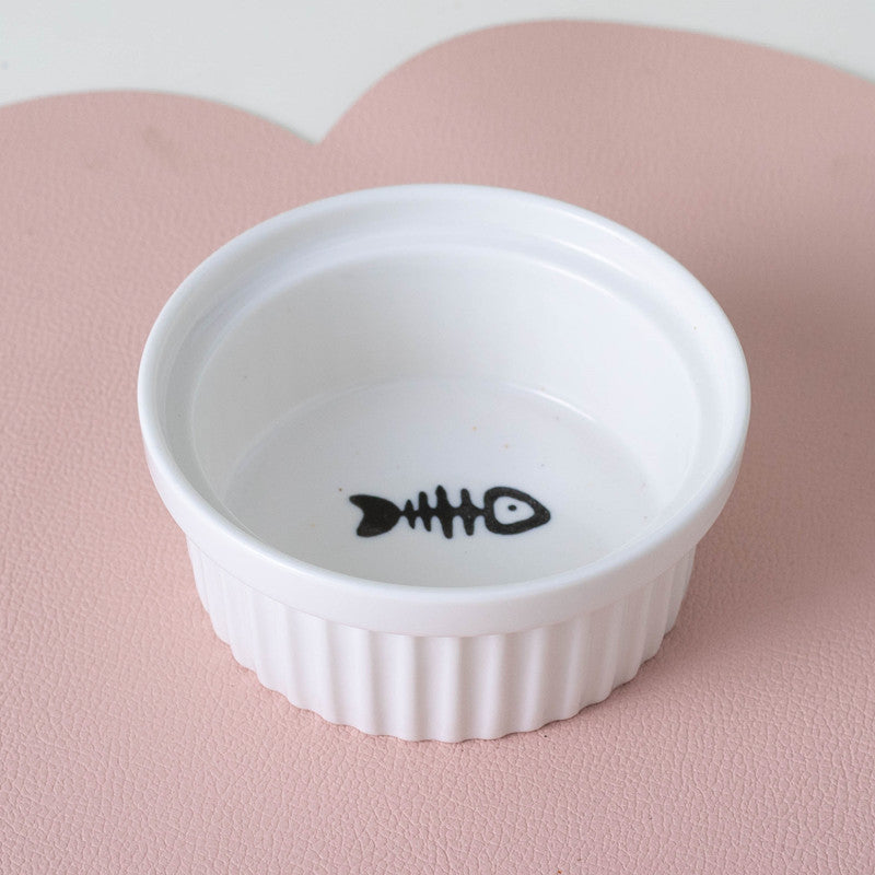 Ceramic Double Pet Bowl Tall Slanted Water And Food Dish