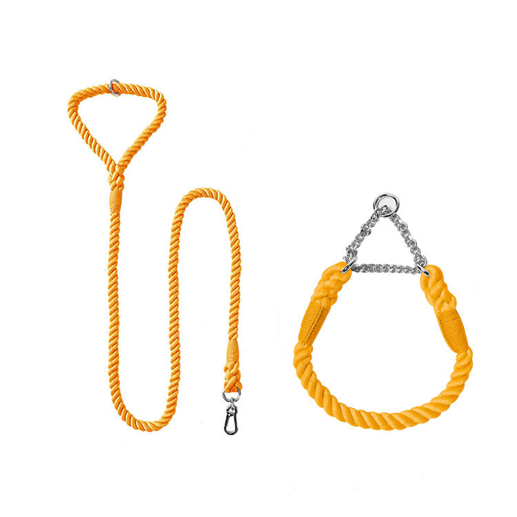 Woven Cotton Pet Leash And Collar Set Durable Comfortable