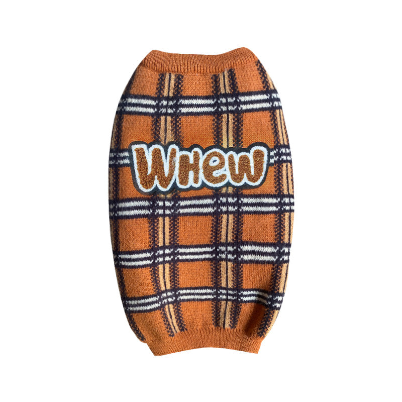 Vintage Plaid Pet Sweater Soft Comfortable Clothing For Pets
