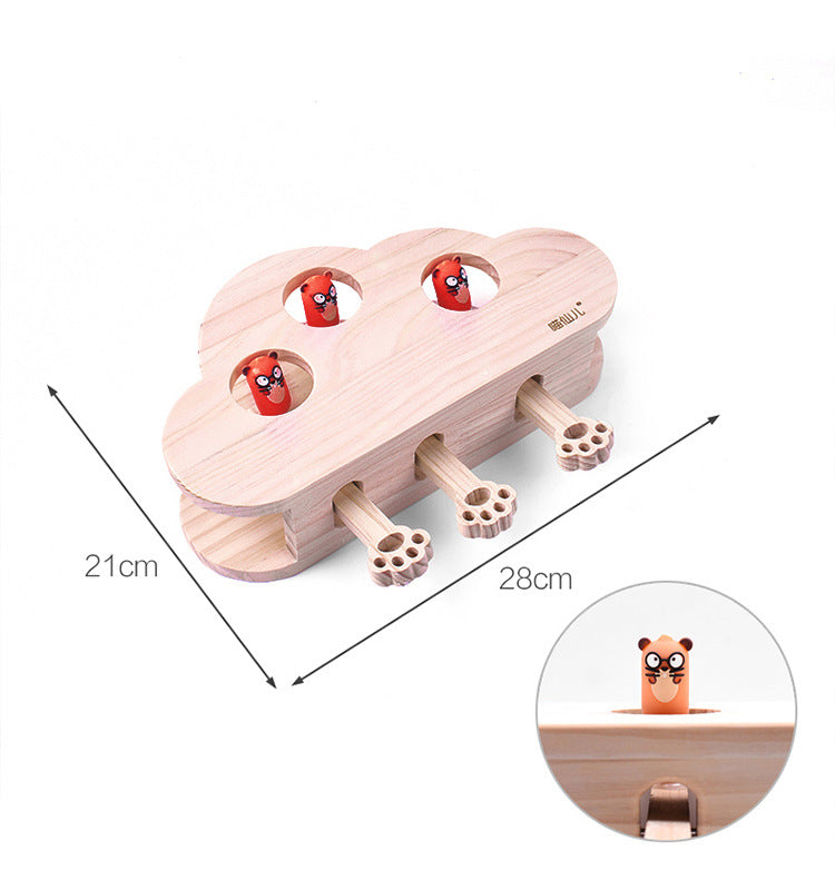 Meow Fairy Solid Wood Pet Teaser Whac-A-Mole Interactive Toy