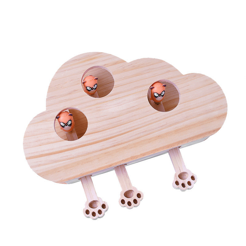 Meow Fairy Solid Wood Pet Teaser Whac-A-Mole Interactive Toy