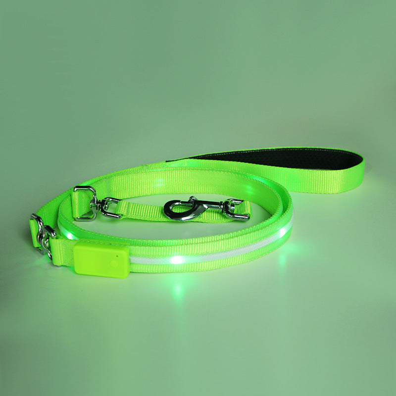 LED USB Rechargeable Luminous Pet Leash Safe Night Walking