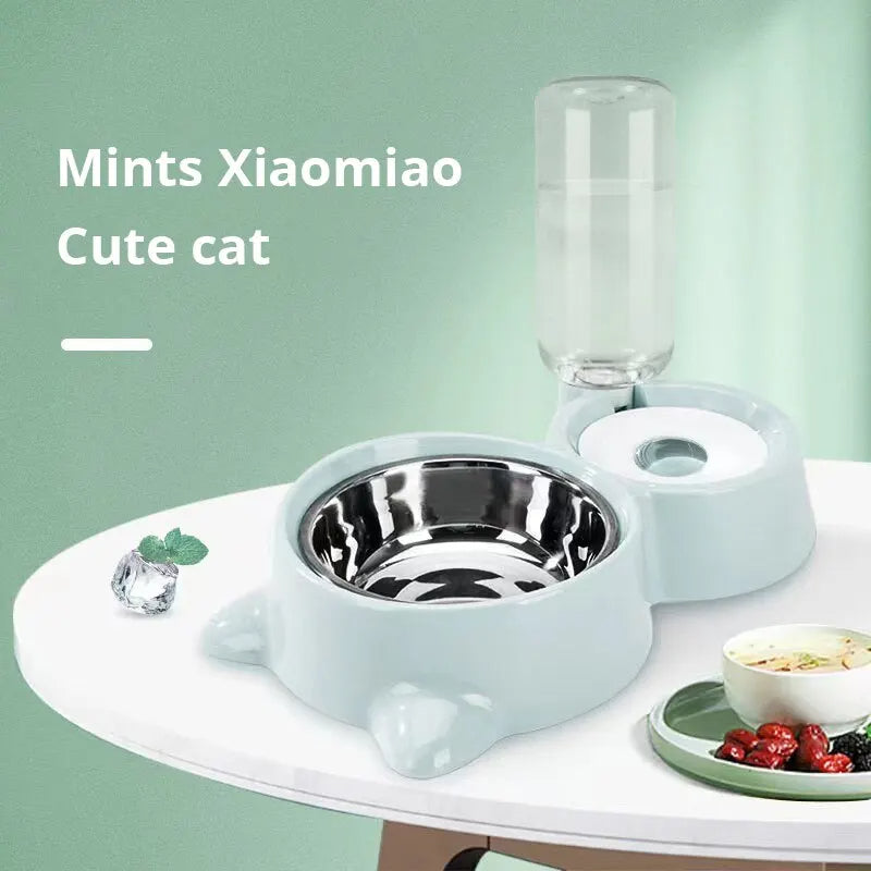 Automatic Pet Water And Food Dispenser Stainless Steel Gravity Bowl