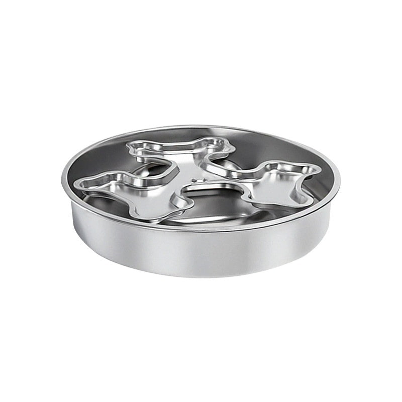 Rotating Stainless Steel Pet Bowl Designed To Prevent Choking