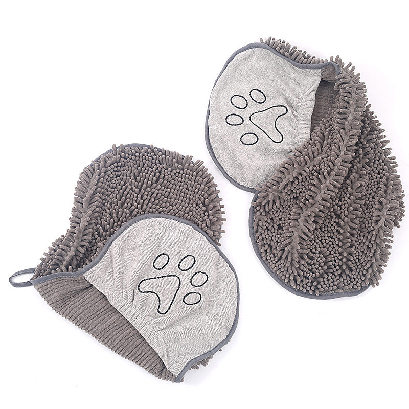 Soft Chenille Absorbent Quick-Drying Bath Towel For Pets