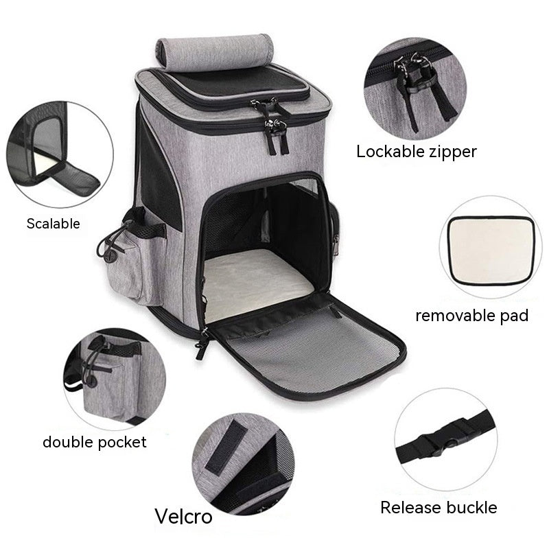 Large Capacity Foldable Pet Backpack Portable Dog And Cat Bag