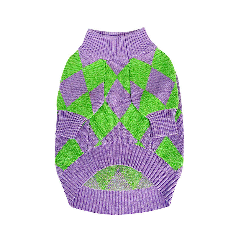 Trendy Plaid Pet Sweater Stylish Comfortable Outfit For Pets