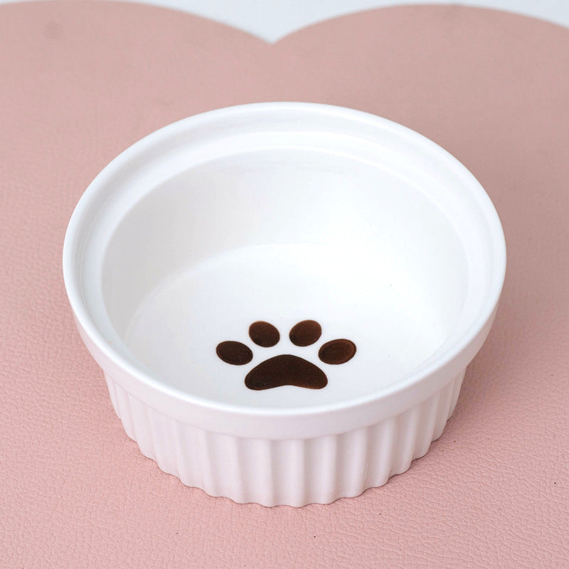 Ceramic Double Pet Bowl Tall Slanted Water And Food Dish