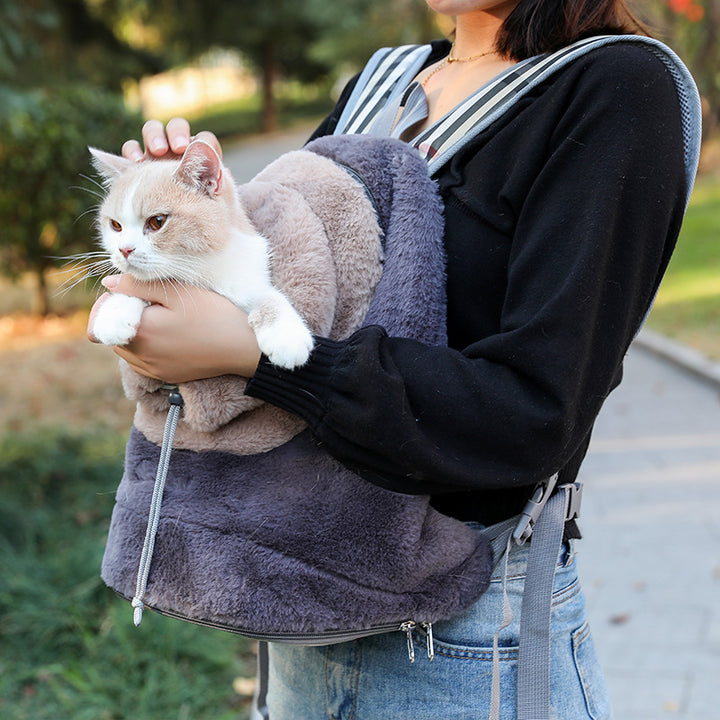 Plush Fashionable Portable Pet Chest Backpack