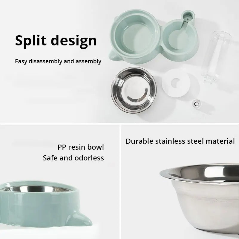 Automatic Pet Water And Food Dispenser Stainless Steel Gravity Bowl