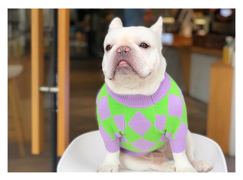 Trendy Plaid Pet Sweater Stylish Comfortable Outfit For Pets