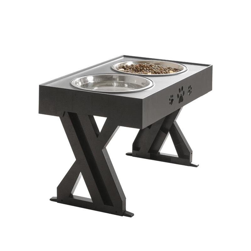 Adjustable Foldable Pet Lifting Table With Stainless Steel Double Bowl