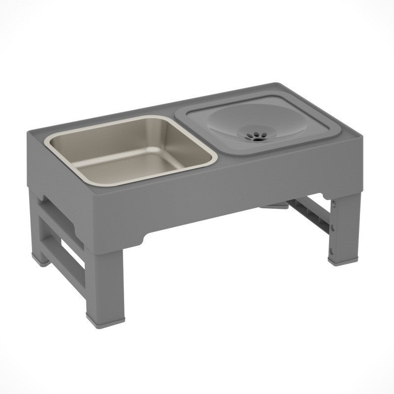 Adjustable Foldable Pet Lifting Table With Stainless Steel Double Bowl