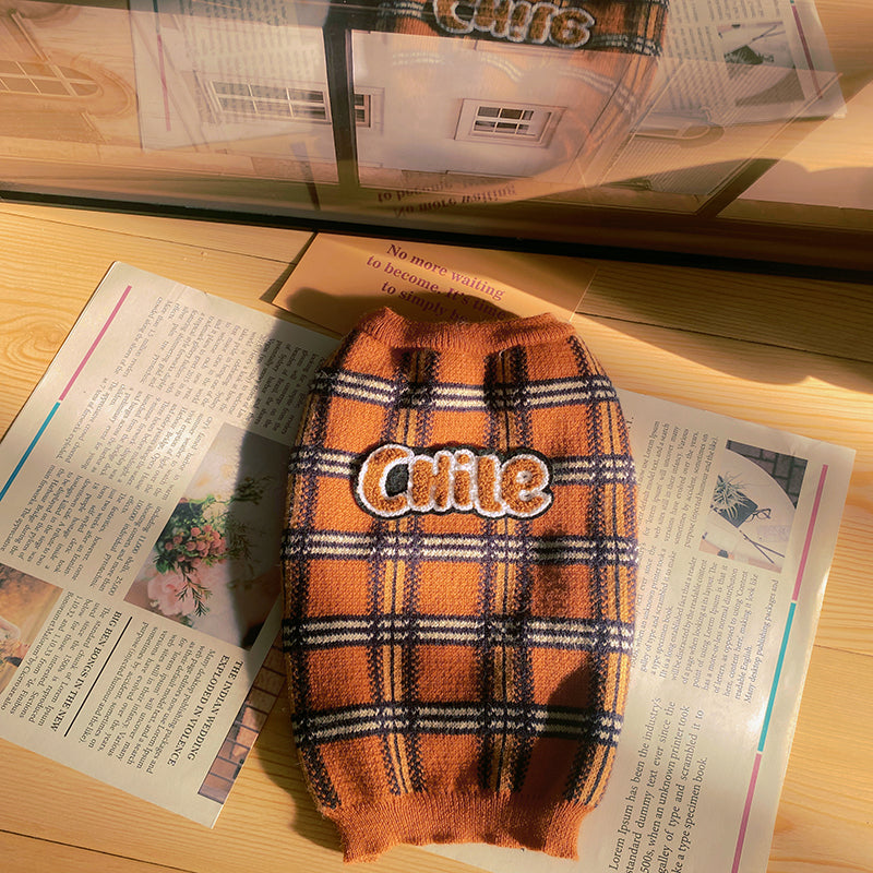 Vintage Plaid Pet Sweater Soft Comfortable Clothing For Pets