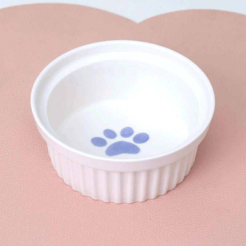 Ceramic Double Pet Bowl Tall Slanted Water And Food Dish