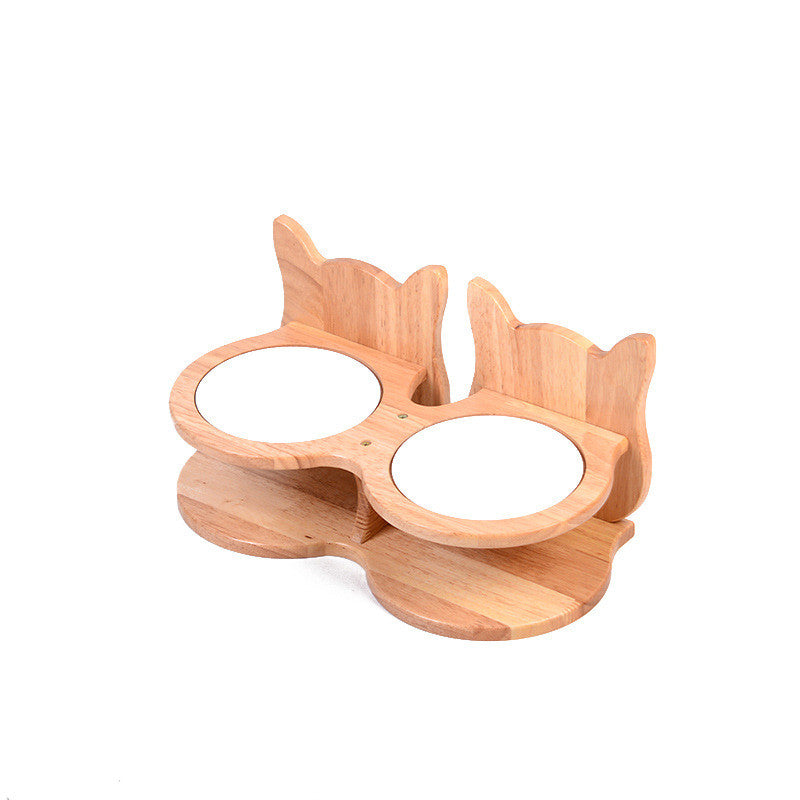 Tall Ceramic Pet Bowl With Stainless Steel Neck Guard