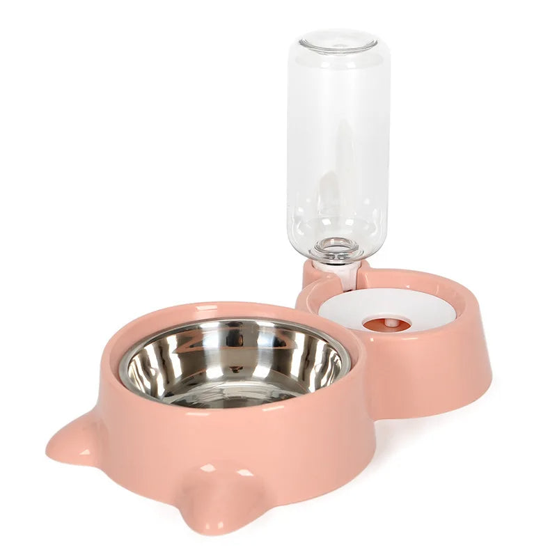 Automatic Pet Water And Food Dispenser Stainless Steel Gravity Bowl
